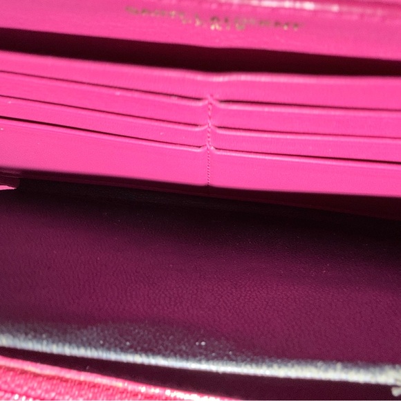 AUTH YSL Saint Laurent Classic Pink Y-Ligne Wallet - Picture 7 of 12